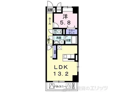 西田中ヒルズ(1LDK/3階)の間取り写真