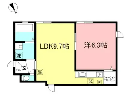 グランドール山王(1LDK/1階)の間取り写真
