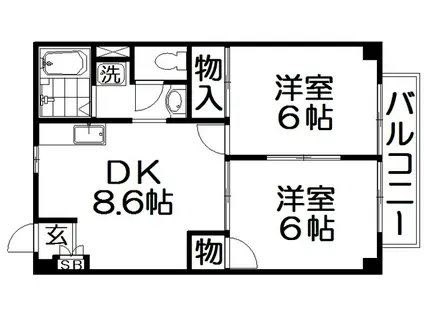 シャルマンコーポ走谷(2DK/1階)の間取り写真
