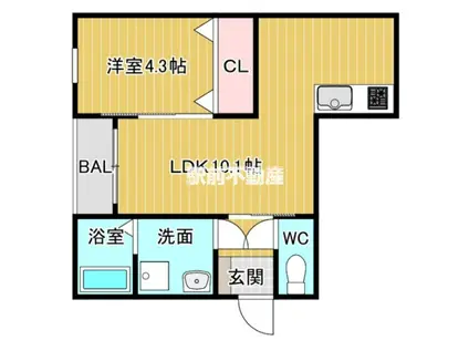 紫2丁目AP(1LDK/3階)の間取り写真