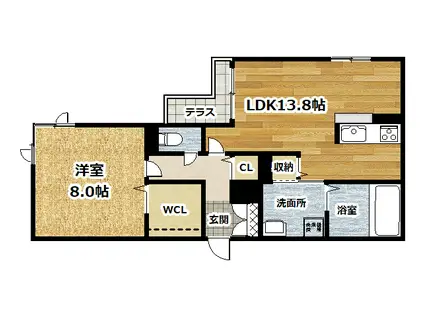 サンセール桃山(1LDK/1階)の間取り写真