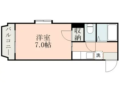 レインボー鴨池(1K/3階)の間取り写真