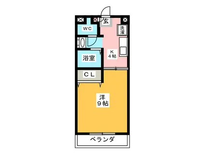 プリームム(1K/4階)の間取り写真