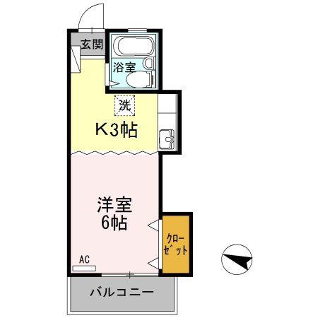 ピュアハイツ生野(1K/1階)の間取り写真