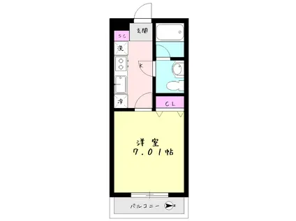 グローレ清水町(1K/3階)の間取り写真