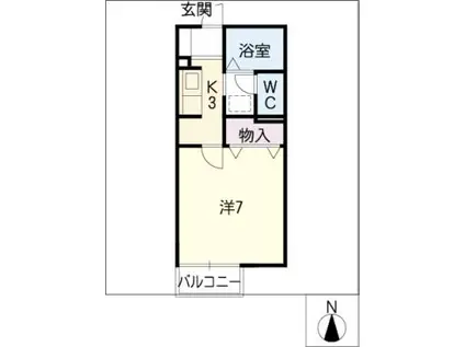 サンシャイン蟹原(1K/2階)の間取り写真