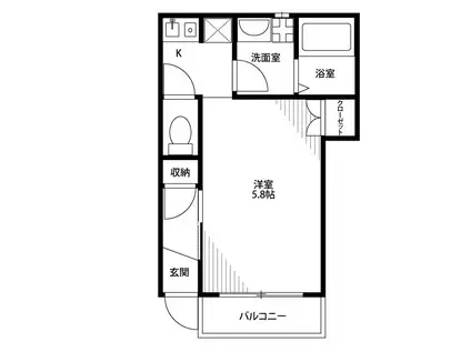 アムール御幸II(1K/1階)の間取り写真