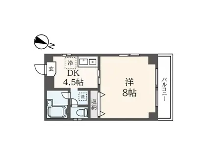 ユーコンメイト(1DK/2階)の間取り写真