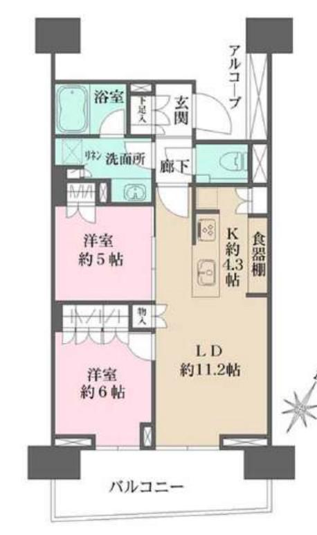 HARUMI FLAGSUN VILLAGE C棟(2LDK/10階)の間取り写真