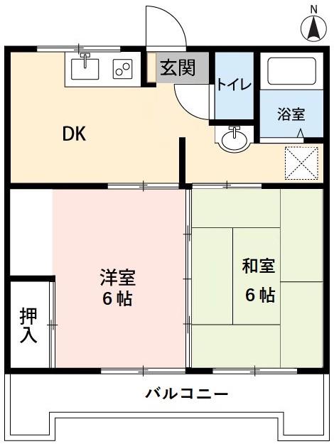 コーポ天野(2DK/3階)の間取り写真