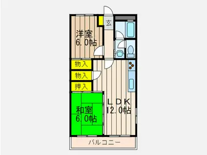PRAIRIEくずは(2LDK/2階)の間取り写真