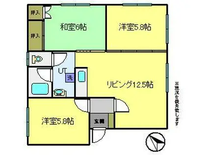 レモンハウス緑町(3DK/1階)の間取り写真