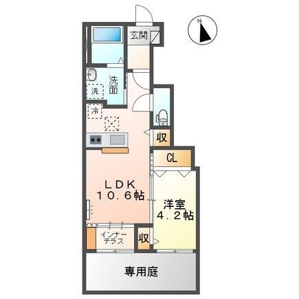 ソランジュ(1LDK/1階)の間取り写真