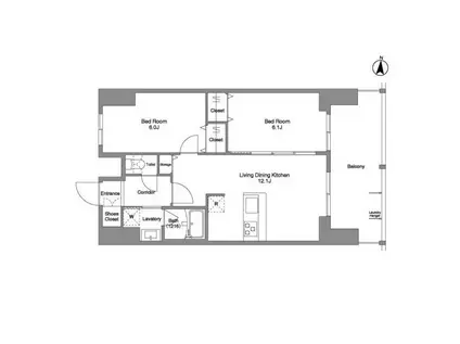 DAFFITTO錦糸町(2LDK/14階)の間取り写真