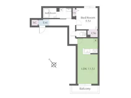 JP NOIE 旗の台(1LDK/2階)の間取り写真