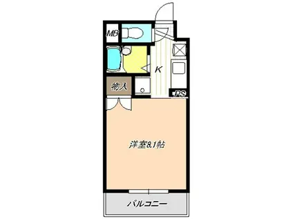 メルベーユI(1K/3階)の間取り写真