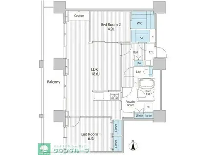 セルリアンホームズ勝どき(2LDK/3階)の間取り写真