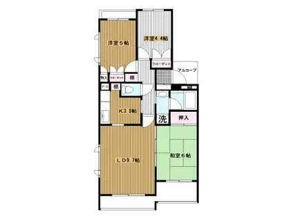 グレイスフル六ツ川(3LDK/3階)の間取り写真