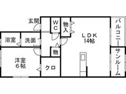 たんぽぽコーポ戸出C棟(1LDK/2階)の間取り写真