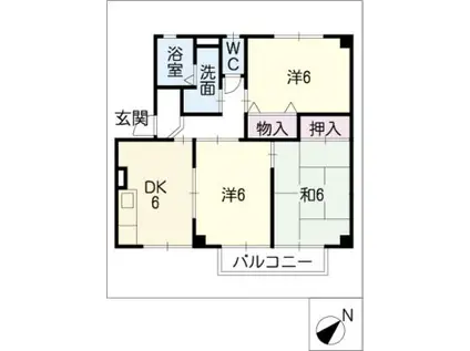 コーポファミールB棟(3DK/1階)の間取り写真