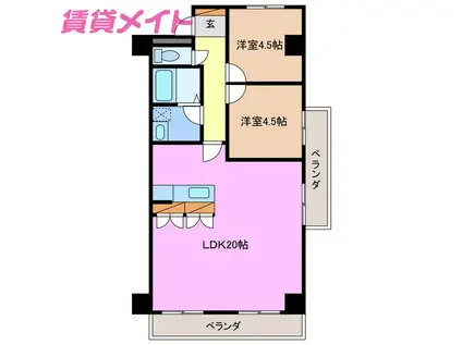 エスポア桑名(2LDK/3階)の間取り写真