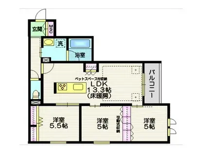 ボヌール西蒲田(3LDK/1階)の間取り写真