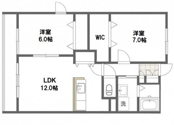 ラフレシール(2LDK/1階)の間取り写真