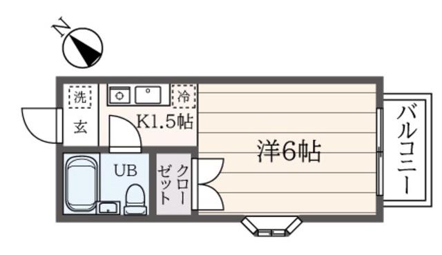 グランメール大沢(1K/2階)の間取り写真
