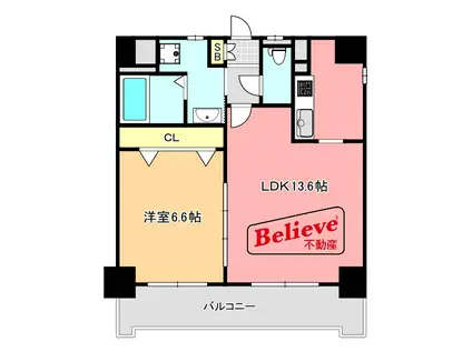 レジデンス東櫛原(1LDK/3階)の間取り写真