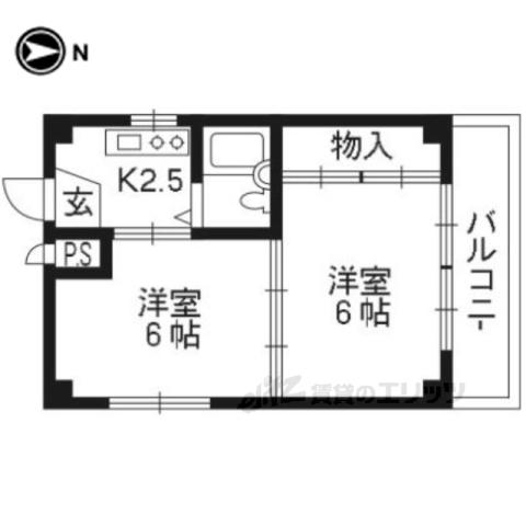 DAIDO烏丸ビル(2K/3階)の間取り写真