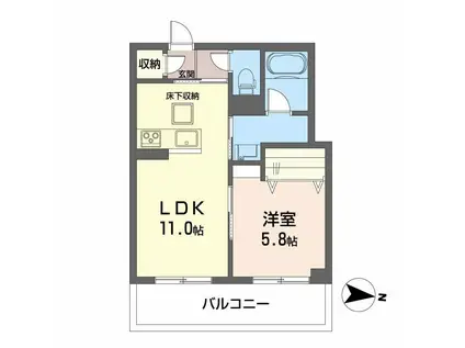 タン カルム(1LDK/1階)の間取り写真