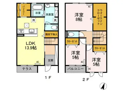 シンフォニー(3LDK/1階)の間取り写真