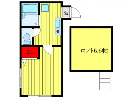 シャトー王子(1K/2階)の間取り写真