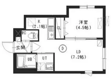 テラスケヤキ(1LDK/4階)の間取り写真