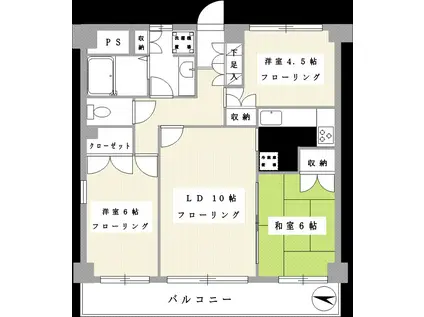 フィセル調布S館(3LDK/2階)の間取り写真