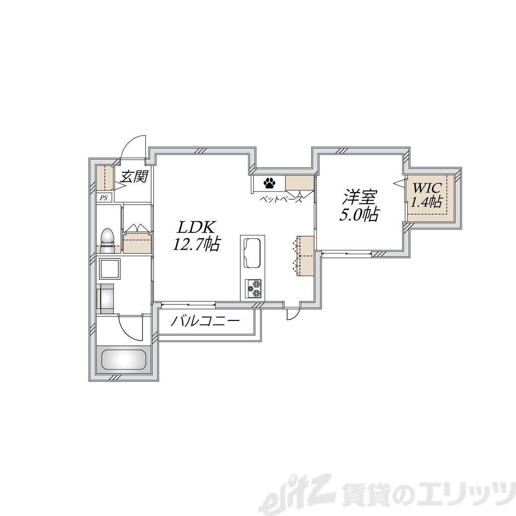 大阪市東淀川区上新庄2丁目へーベルメゾン(1LDK/2階)の間取り写真