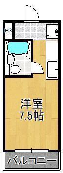 アートシティ小波瀬(ワンルーム/1階)の間取り写真