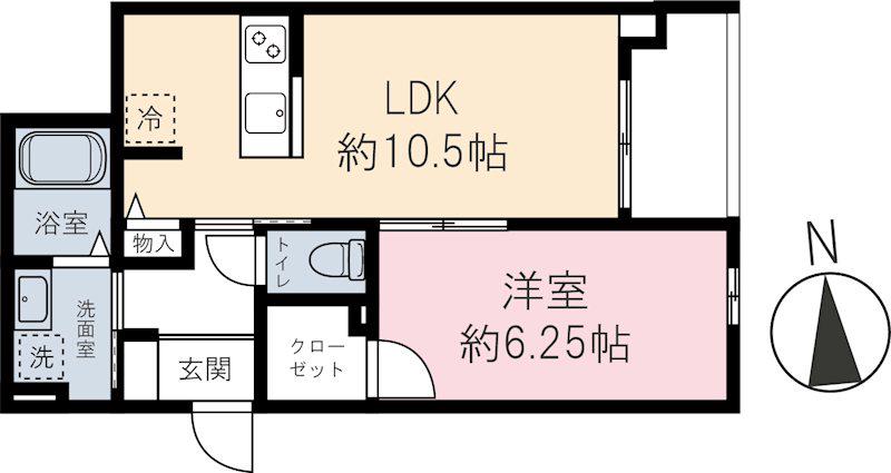 高砂3丁目パレス(1LDK/1階)の間取り写真
