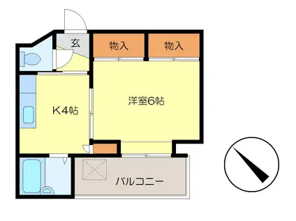 ハトバビル(1K/4階)の間取り写真