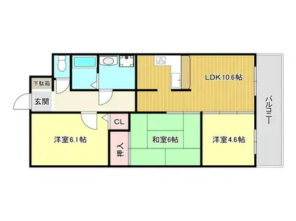 グランプレステージ西明石(3LDK/1階)の間取り写真