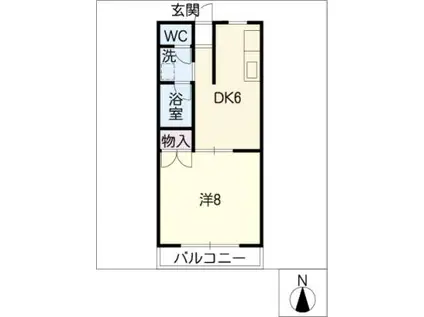 コーポ新町II(1DK/1階)の間取り写真
