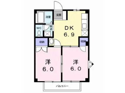 ドミール鳴神II(2DK/1階)の間取り写真