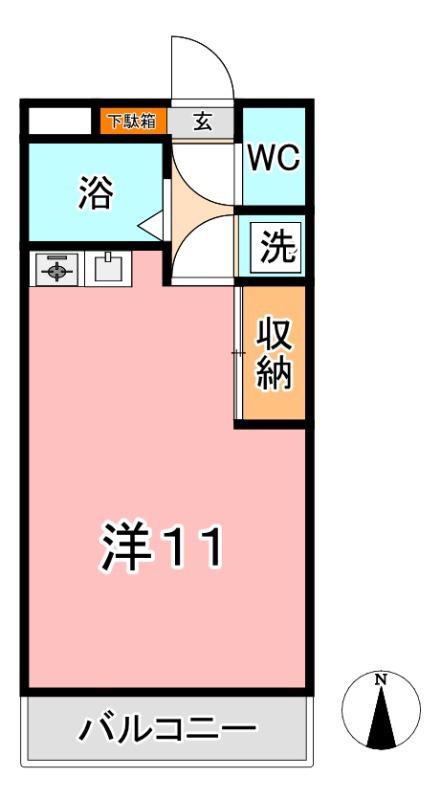 ぱんぷきんはうす(ワンルーム/2階)の間取り写真