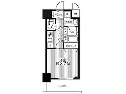エスリード弁天町南(1K/5階)の間取り写真