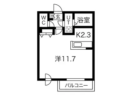 フェリース北28条(1K/4階)の間取り写真