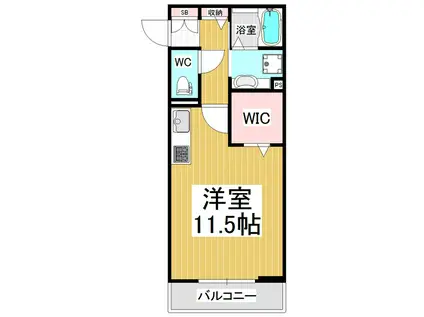 コンフォーティア白板D-ROOM(ワンルーム/3階)の間取り写真