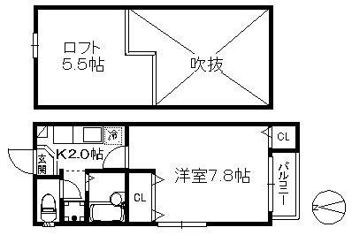 ポラリスべふST(1K/2階)の間取り写真