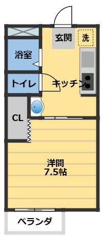 ピアコート栗真(1K/1階)の間取り写真