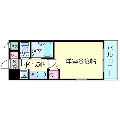 プレサンス同心アーバンステージ(1K/2階)の間取り写真