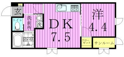 ラヴィエント綾瀬(1DK/1階)の間取り写真